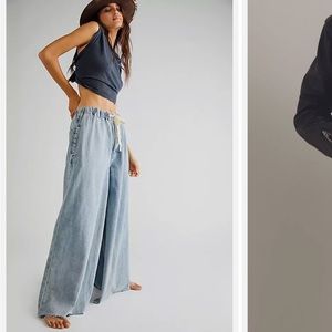 Clover Wide Leg Pull-on Jeans Free People